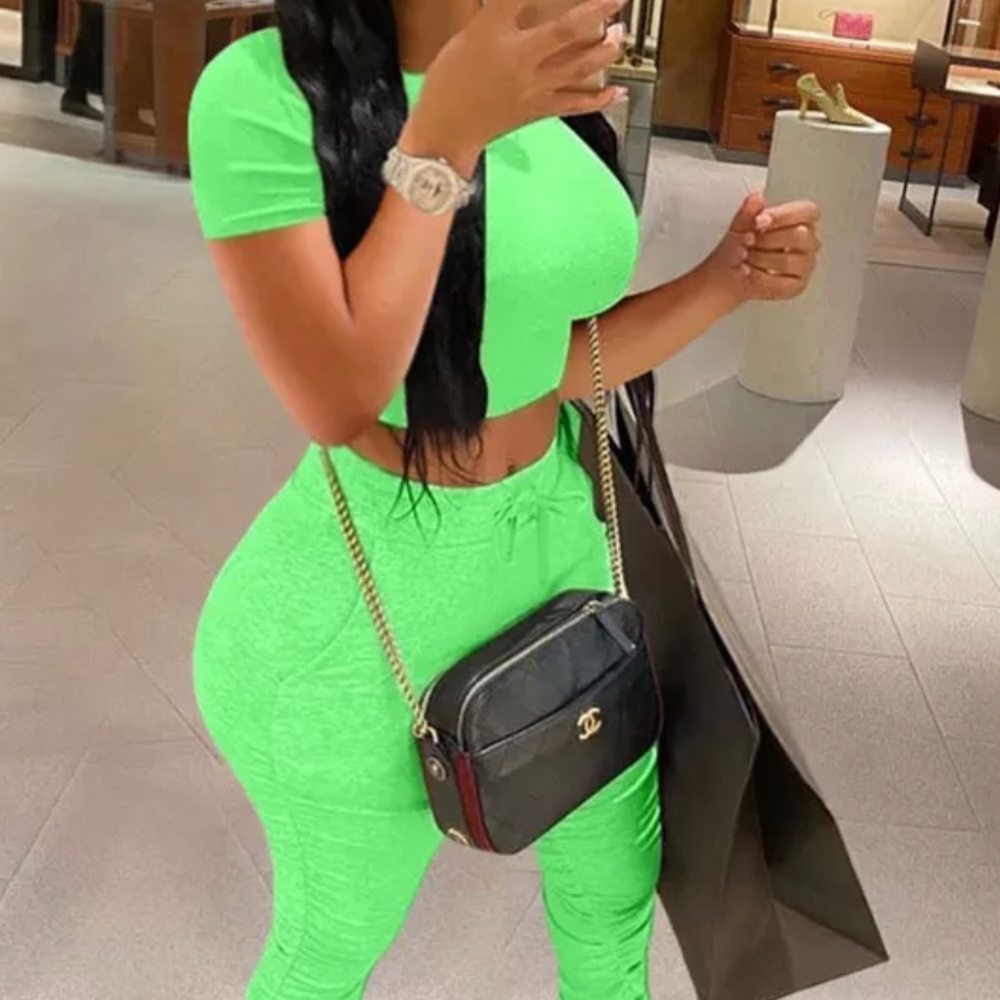 Lime green pants set